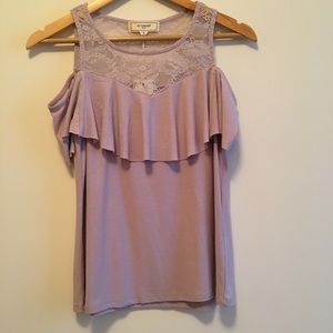 Cold Shoulder Lace Light Purple Top